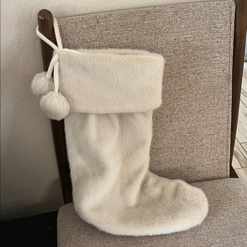 Target Cream Faux Fur Holiday Stocking